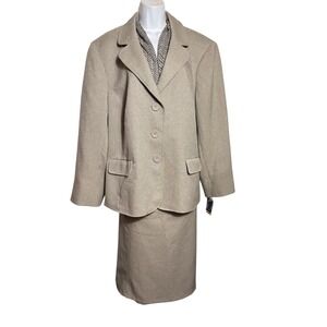NWT Evan Picone Skirt Suit Blazer‎ Set Women's 24W Beige Career Office